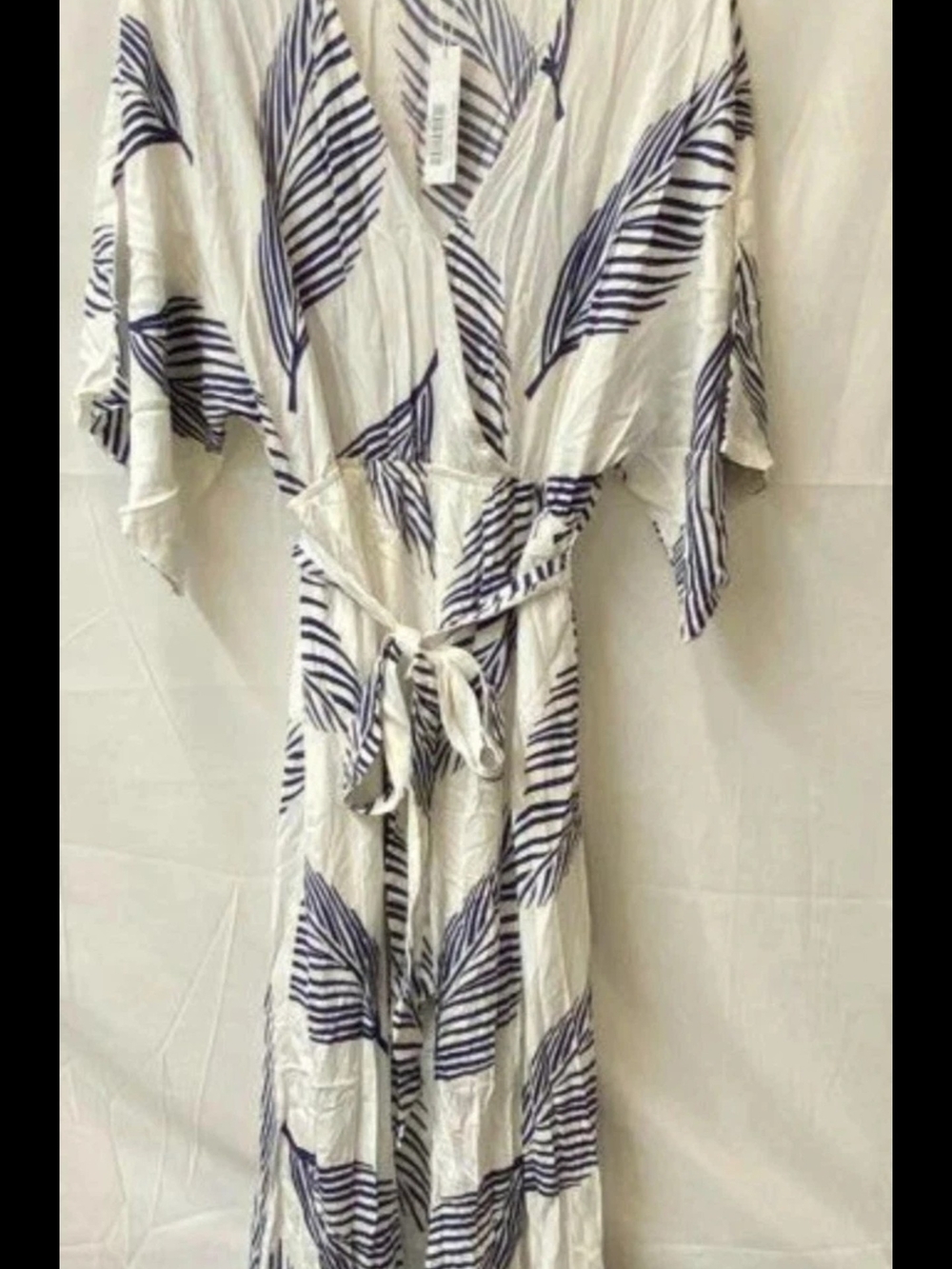 Baltic Born White Maxi Dress with Navy Leaf Print